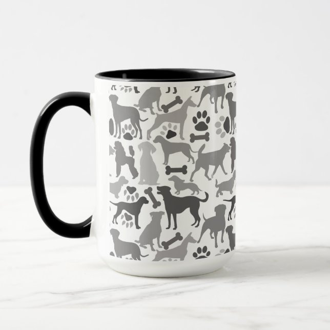 Dogs and paws pattern 03.b White BG Mug (Left)
