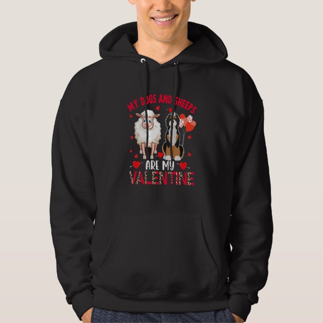Dogs And Sheeps Are My Valentine Bernedoodle With  Hoodie (Front)