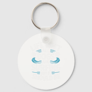 Dogs And Surfing Funny Surfer Surfing Key Ring
