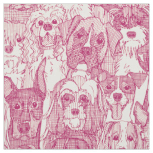 dogs aplenty cherry pearl fabric