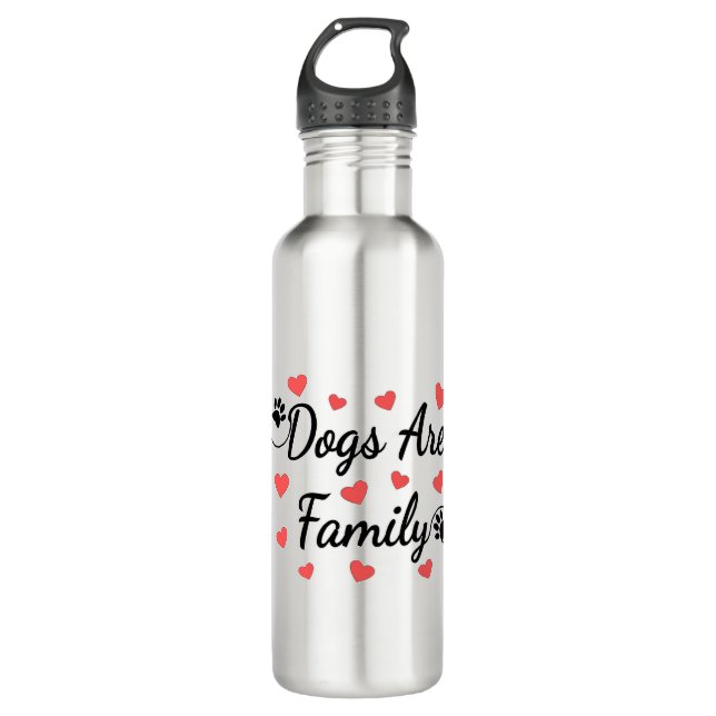 Dogs Are Family Typography For Dog Lovers 710 Ml Water Bottle (Front)