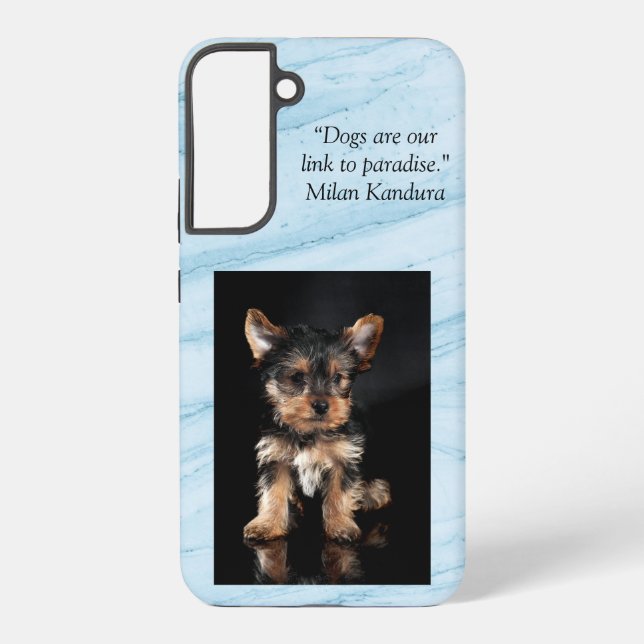 dogs are link to paradise marble background  samsu samsung galaxy s22+ case (Back)