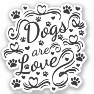 Dogs Are Love Paw And Hearts Typography