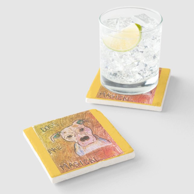 Dogs are Magical 2 Stone Coaster (Side)