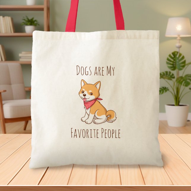 Dogs are my Favorite People Puppy Dog Shiba Inu Tote Bag (Creator Uploaded)