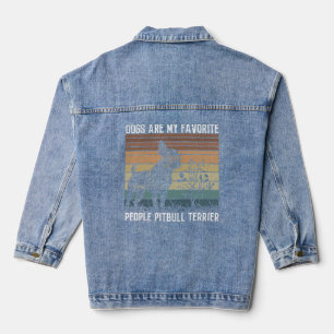dogs are my favourite people pitbull terrier denim jacket