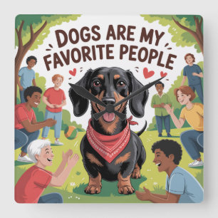 Dogs Are My Favourite People Square Wall Clock