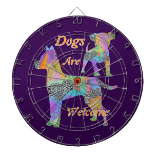 Dogs Are Welcome Purple Dartboard Batchelor Party