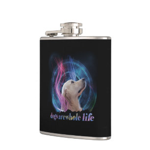 Dogs Are Whole Life Colourful Hip Flask
