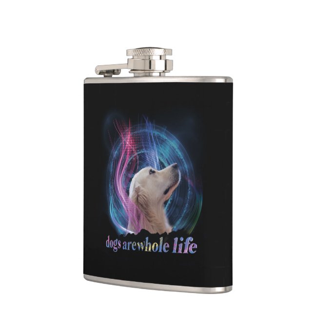 Dogs Are Whole Life Colourful Hip Flask (Left)