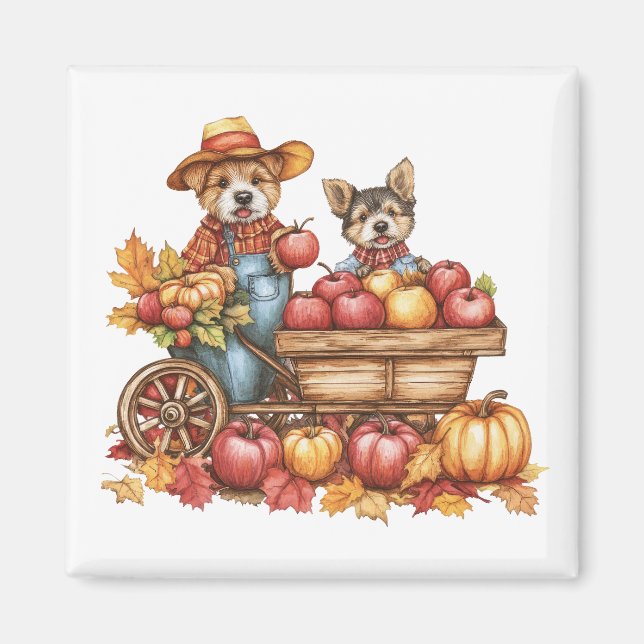 Dog's Autumn Applecart Magnet (Front)