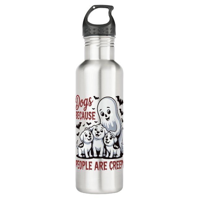 Dogs Because People Are Creepy Halloween 710 Ml Water Bottle (Front)