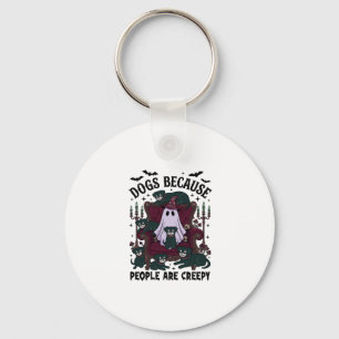 Dogs Because People Are Creepy Haloween Ghost Goth Key Ring