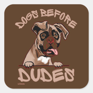 DOGS BEFORE DUDES Olde English Bulldog funny dog Square Sticker