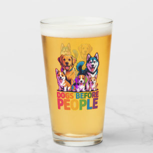 Dogs Before People Funny Dog Lover Quote Design Glass