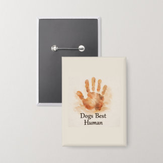 Dogs Best Human Handprint Rectangular Button