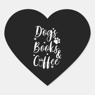 Dogs Books Coffe Dog Lover Book Worm Heart Sticker