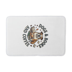 Dogs Books Coffee Bulldog Stack Cup_1 Bath Mat