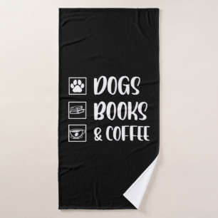 Dogs Books Coffee Funny Dog Bath Towel
