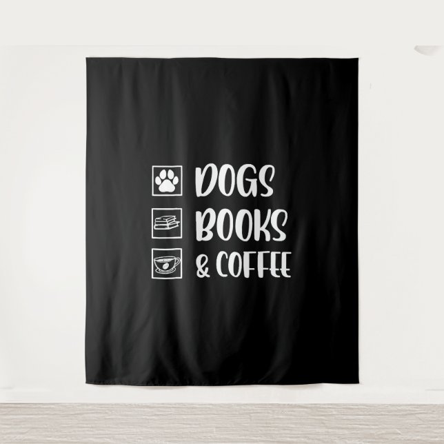 Dogs Books Coffee Funny Dog Tapestry (Front)