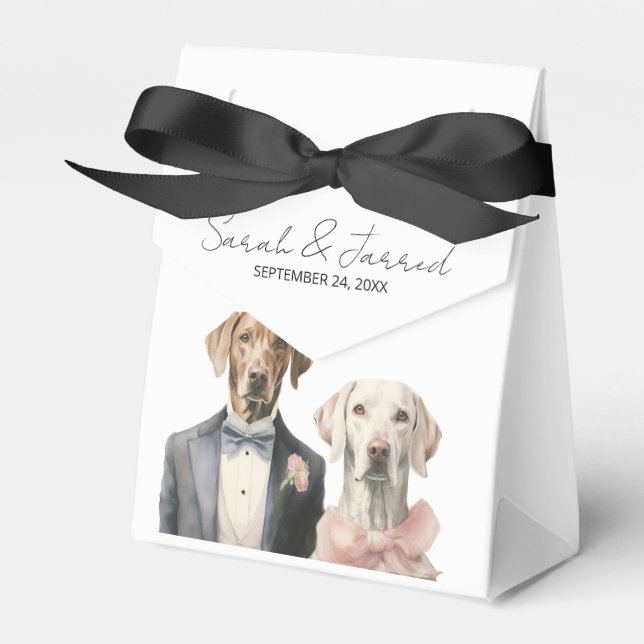 Dogs Bride & Groom Wedding Favour Box (Front Side)