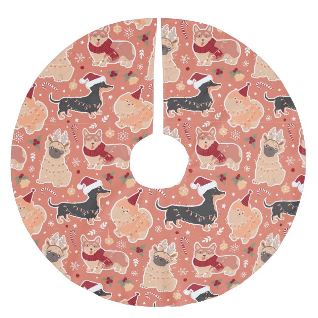 Dogs Brushed Polyester Tree Skirt (Front)