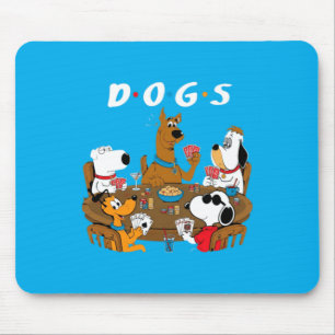 Dogs Cartoon Friends Retro Mashup 1 Mouse Pad