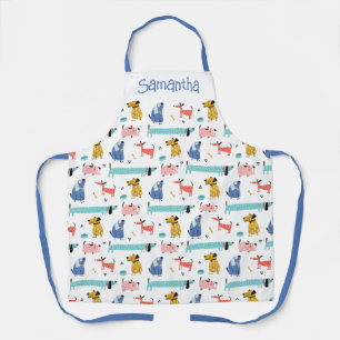 Dogs Cartoon Style Personalised Apron