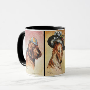 Dogs, cartoon triptych mug