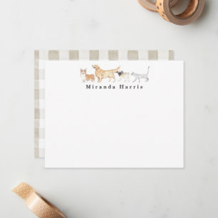 Dogs & Cat Personal Stationery Note Card