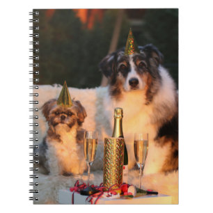 Dogs Celebrating New Year Notebook