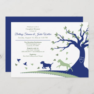 Dogs Chasing Birds Couple's Shower Invitation