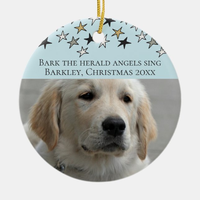 Dogs Christmas Personalised Photo Template Ceramic Ornament (Front)