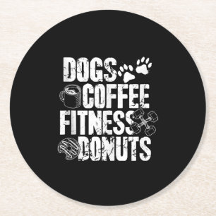 Dogs Coffee Ness Doughnuts Gym Foodie Workout Ness Round Paper Coaster