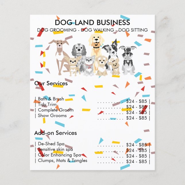 Dogs confetti rainbow flyer (Front)
