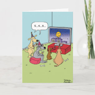 Dogs Countdown New Year Humour Greeting Card