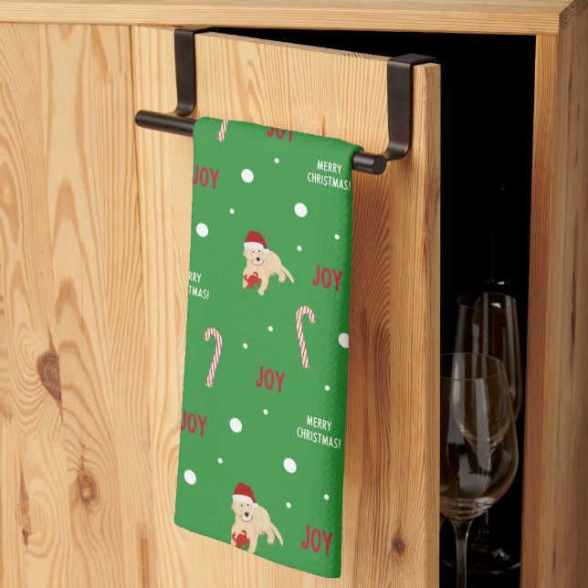 Dogs, Crabs, Candy Canes Christmas Kitchen Towel (Thirds Fold)