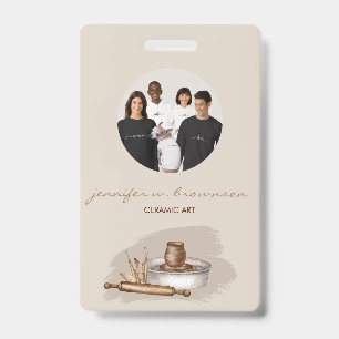 Dogs Cute Floral Photo Conferance ID Badge