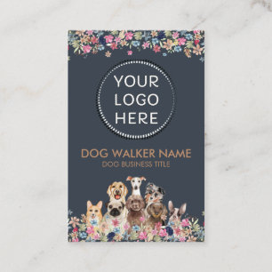 Dogs Cute Floral Photo Logo circle Business Card