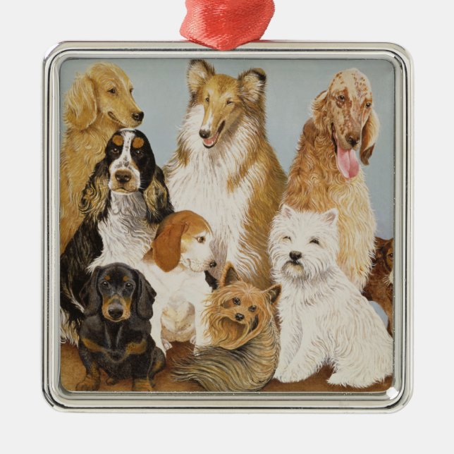 Dogs' Dinner Metal Ornament (Front)