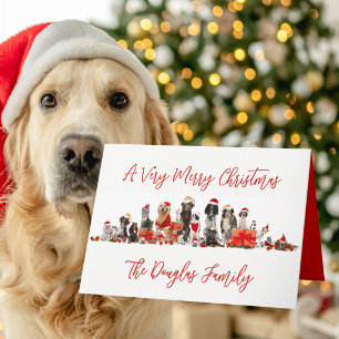 Dogs, Dog Lovers, Christmas, Family Name Holiday Card