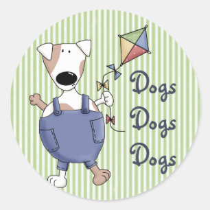 Dogs Dogs Dogs Cute Cartoon Classic Round Sticker