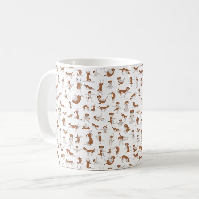 Dogs doing yoga, doggy yoga pose coffee mug (Front Left)
