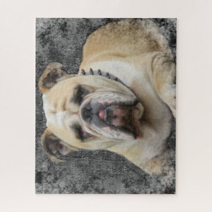 Dogs, english bulldogge, grim looking  jigsaw puzzle