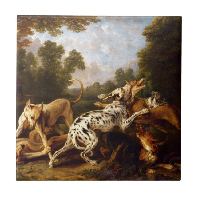 Dogs Fighting (by Frans Snyders) Ceramic Tile (Front)