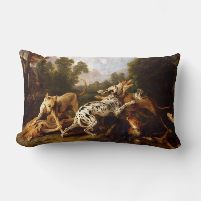 Dogs Fighting (by Frans Snyders) Lumbar Cushion (Front)