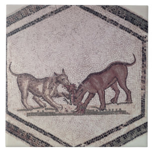 Dogs Fighting for a Bird, Roman, 2nd-3rd century ( Tile