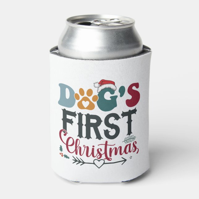 Dog's First Christmas Can Cooler (Can Front)