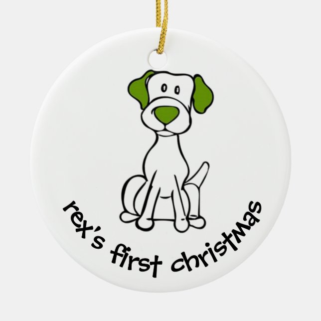 Dog's First Christmas Ceramic Ornament (Front)