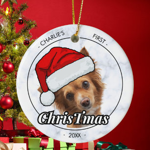 Dogs First Christmas Personalised Dog Photo  Ceramic Ornament